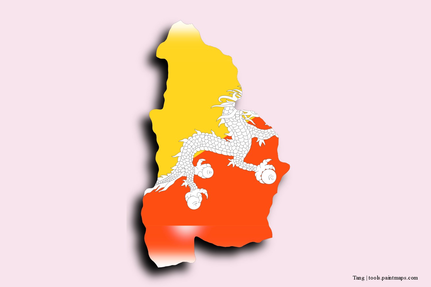 Mapa de la bandera de Tang con efecto de sombra 3D