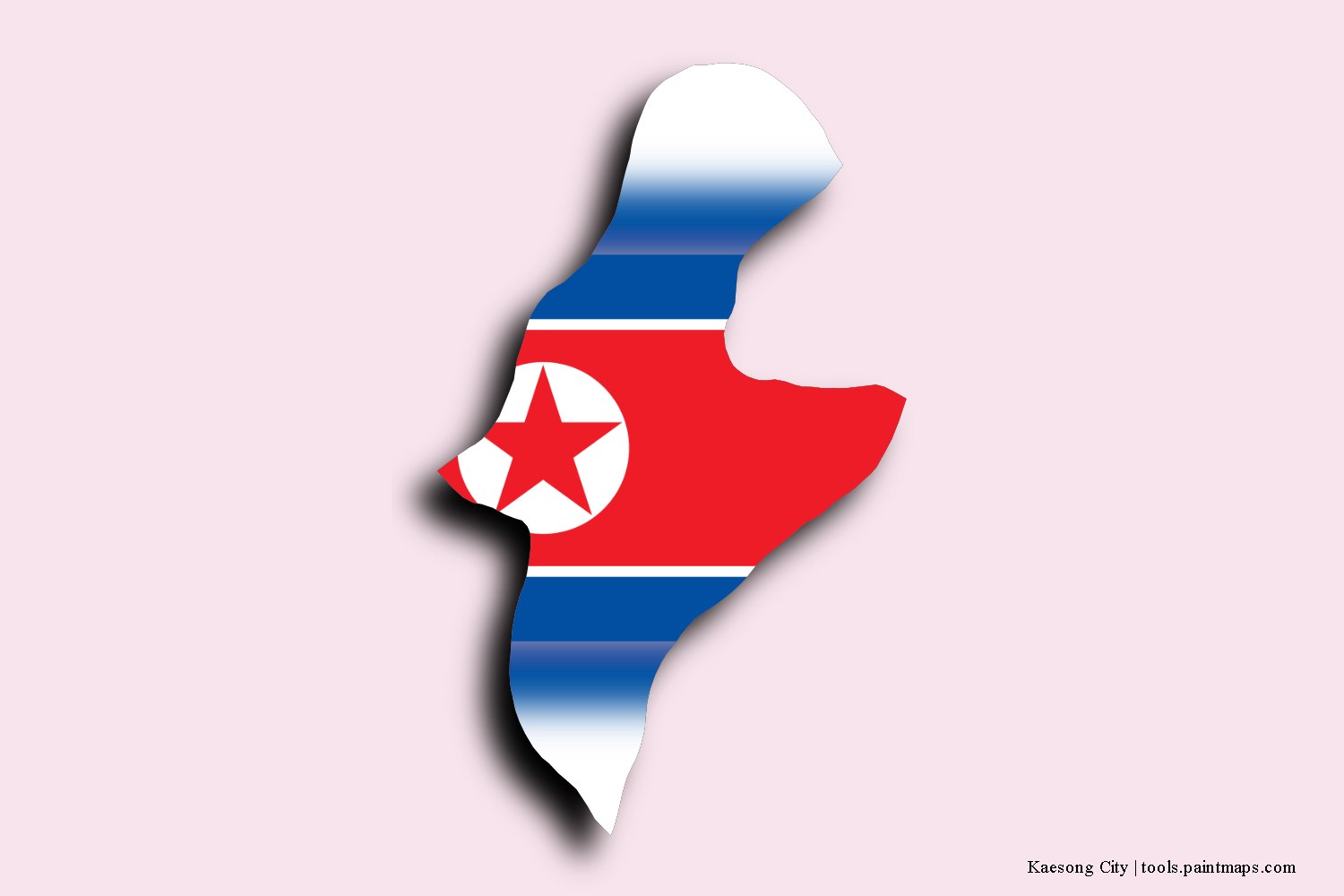 flag map of Kaesong with 3D shadow effect