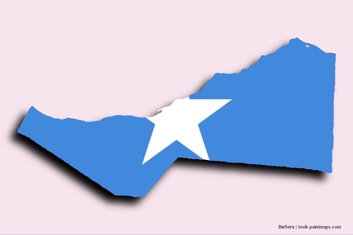 flag map of Berbera with 3D shadow effect