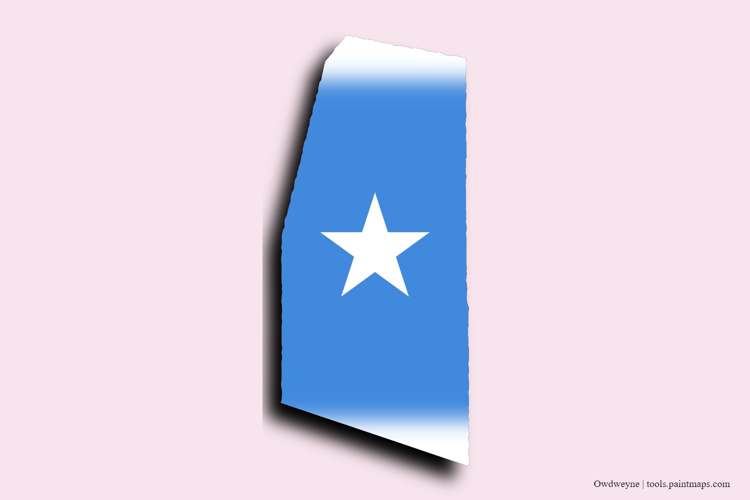 flag map of Owdweyne with 3D shadow effect