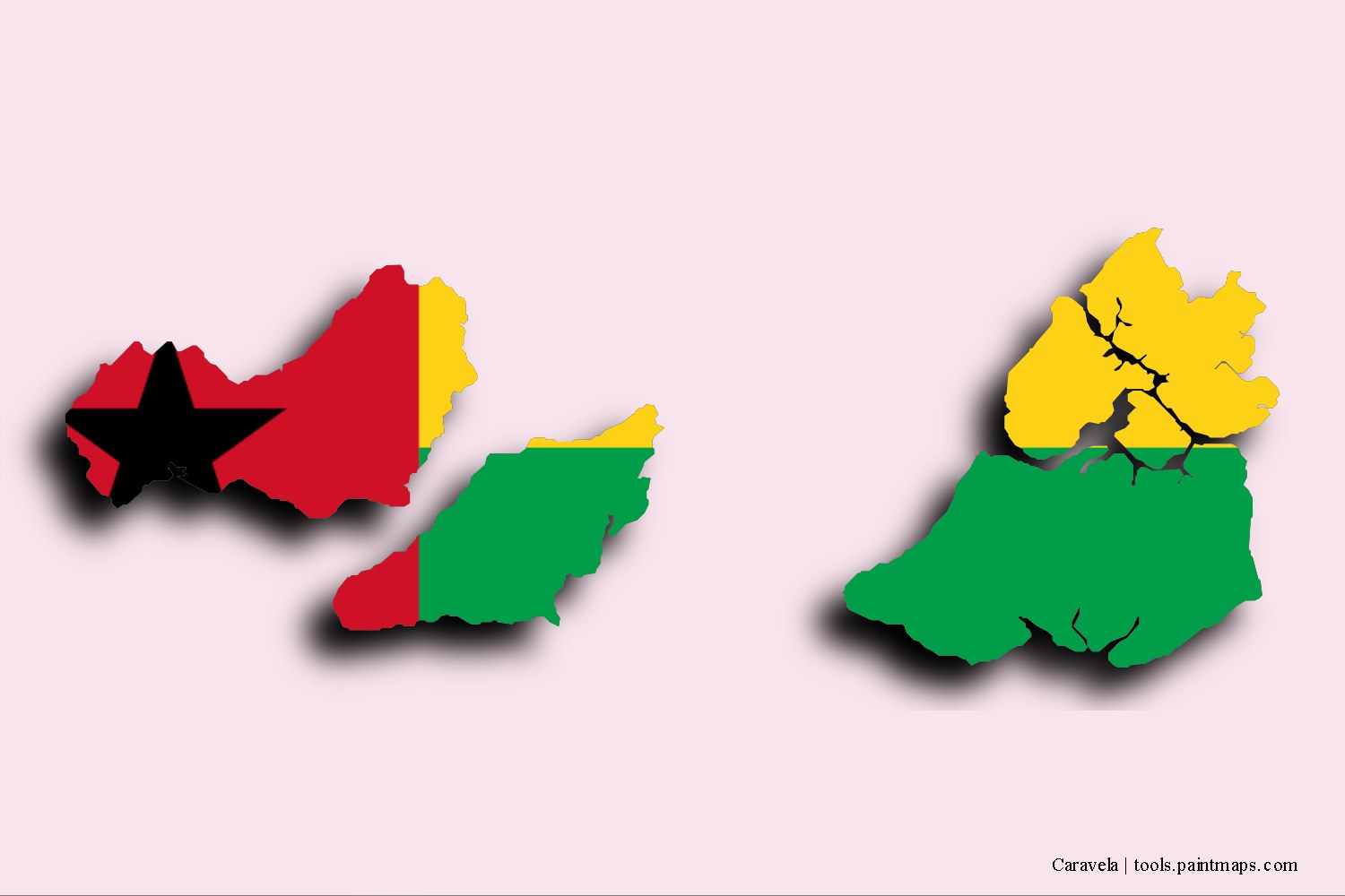 Mapa de la bandera de Caravela con efecto de sombra 3D