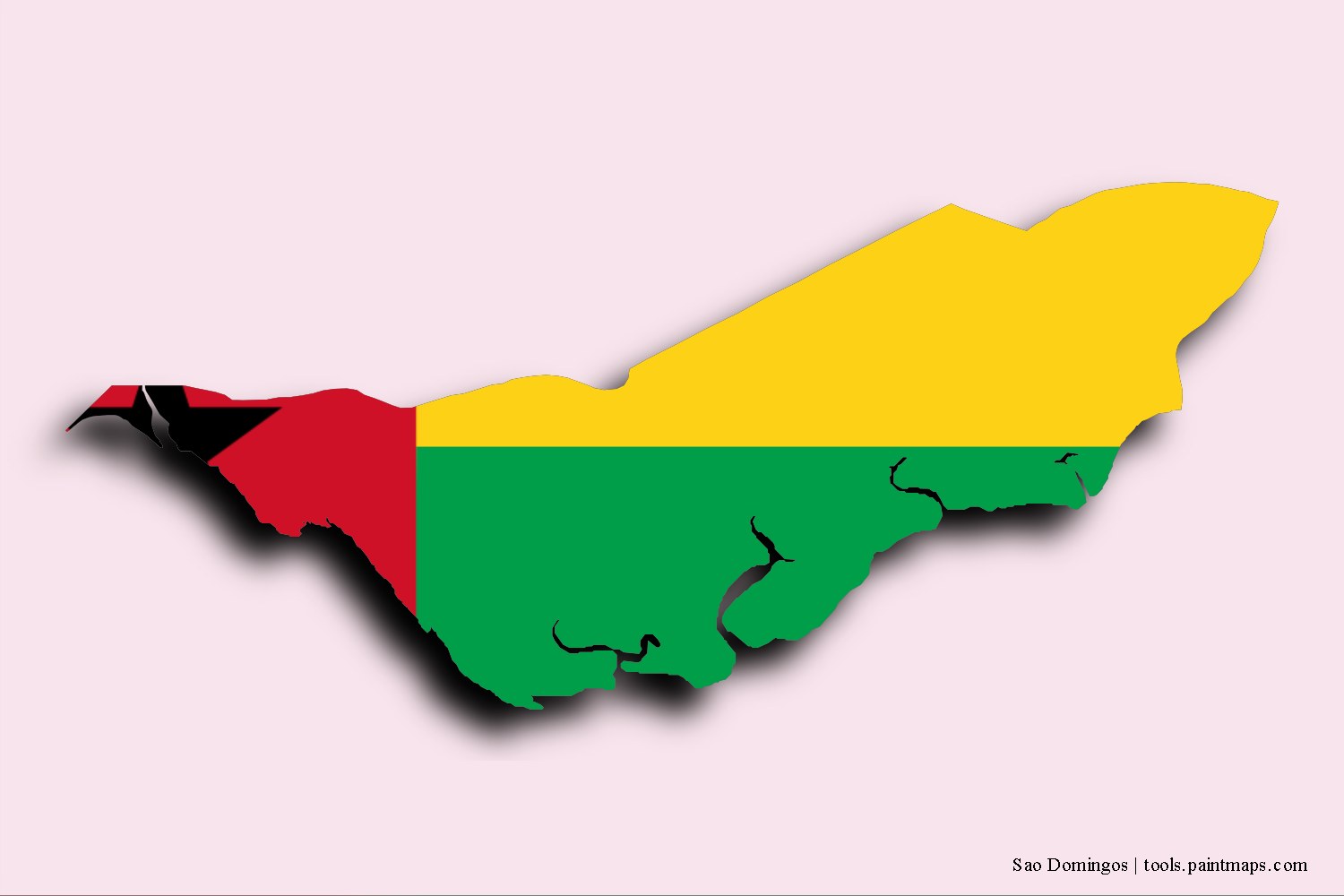 Mapa de la bandera de Sao Domingos con efecto de sombra 3D