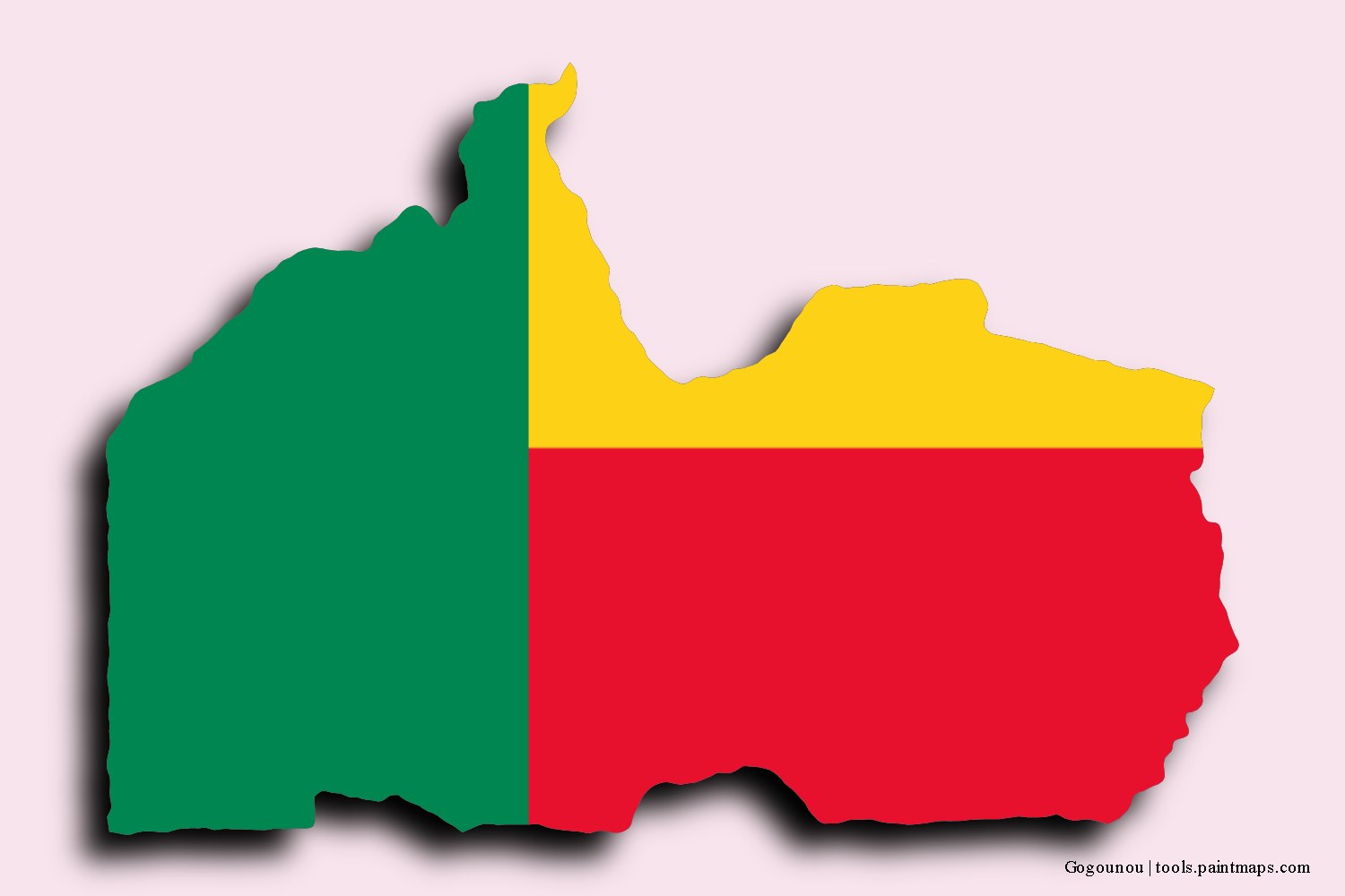 Mapa de la bandera de Gogounou con efecto de sombra 3D