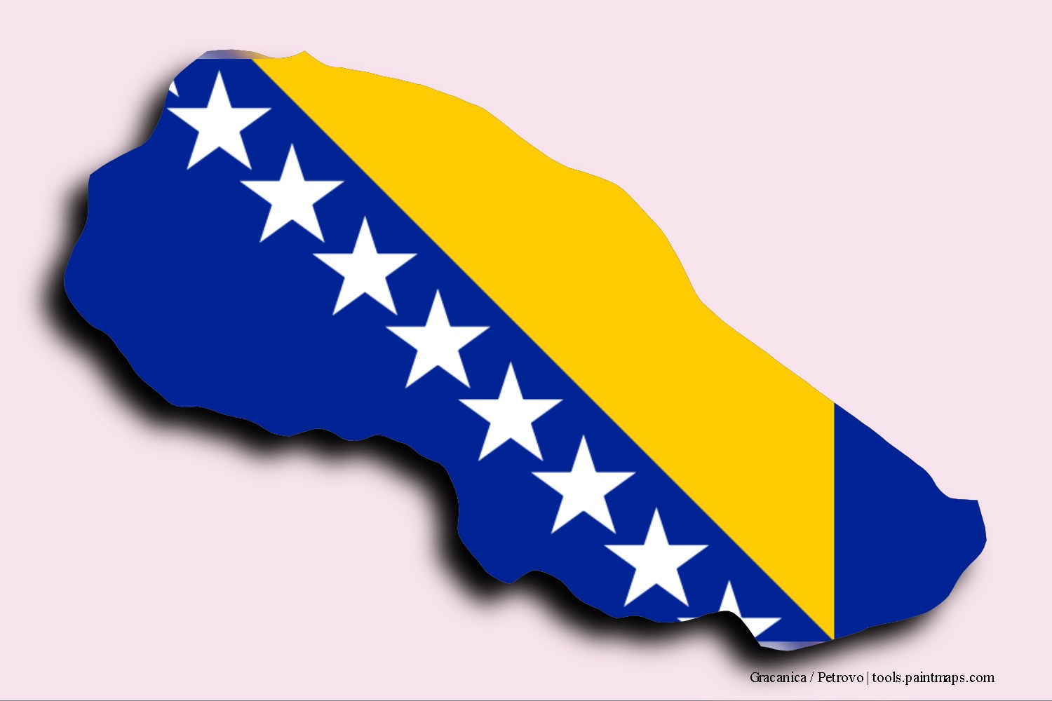 flag map of Gracanica / Petrovo with 3D shadow effect