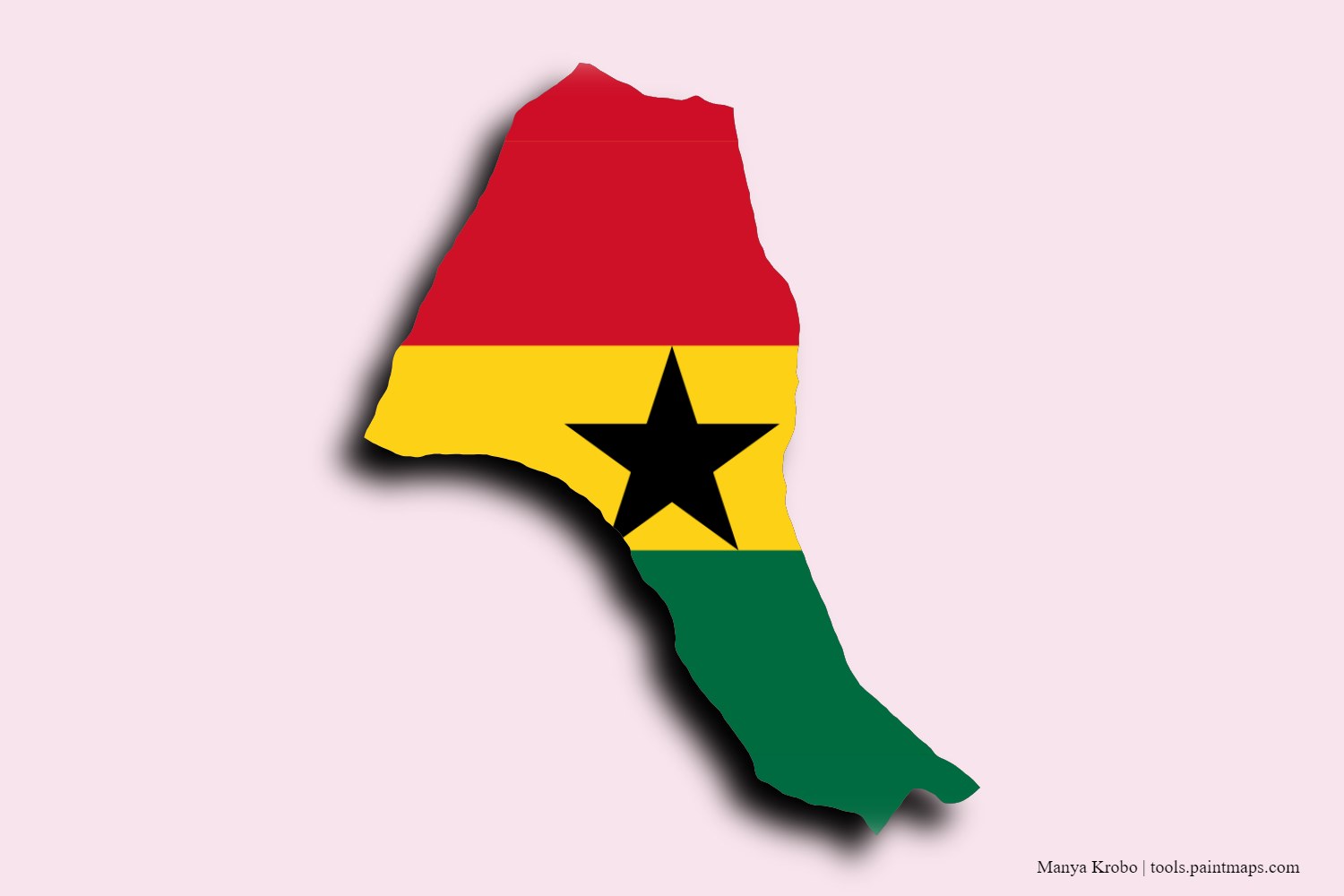 flag map of Manya Krobo with 3D shadow effect