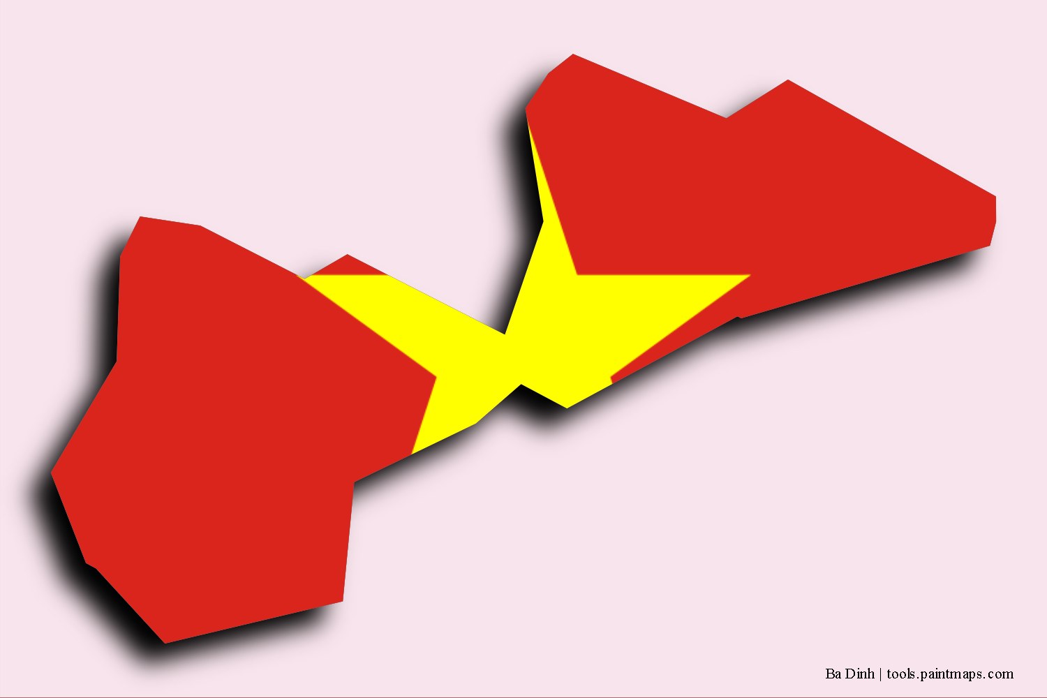 flag map of Ba Dinh with 3D shadow effect