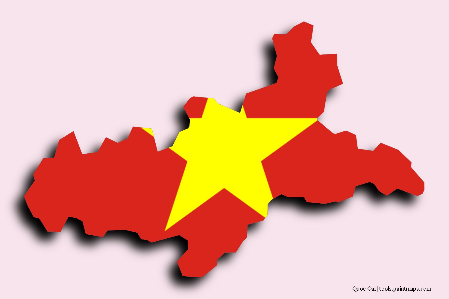 flag map of Quoc Oai with 3D shadow effect