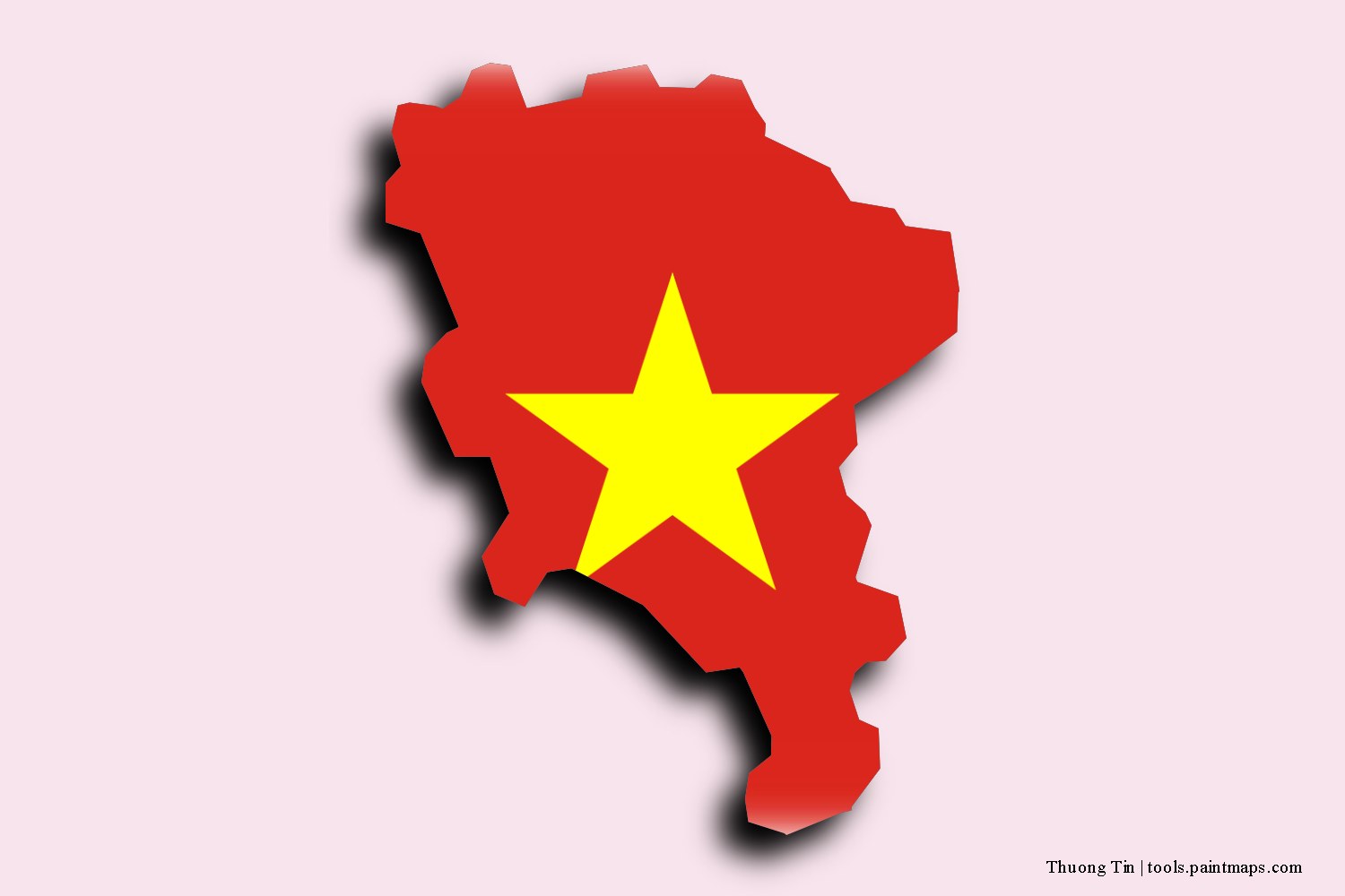 flag map of Thuong Tin with 3D shadow effect