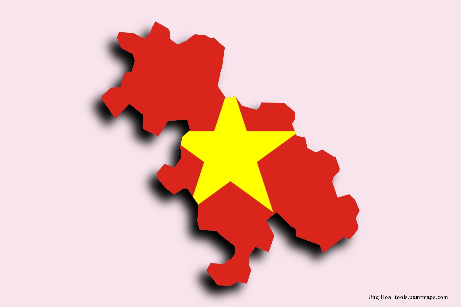 flag map of Ung Hoa with 3D shadow effect