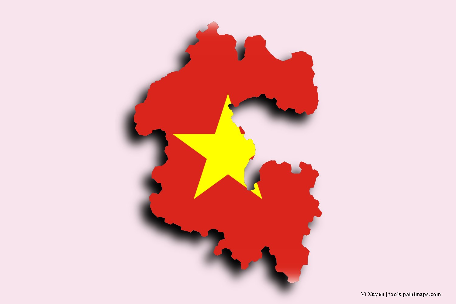 flag map of Vi Xuyen with 3D shadow effect