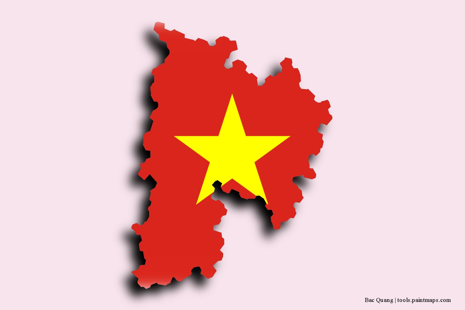 Mapa de la bandera de Bac Quang con efecto de sombra 3D