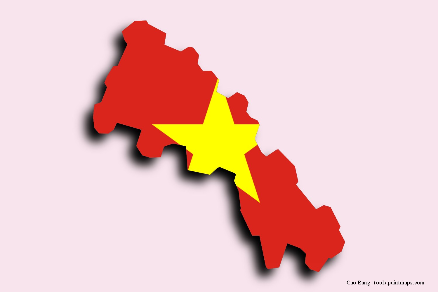 Mapa de la bandera de Cao Bang con efecto de sombra 3D