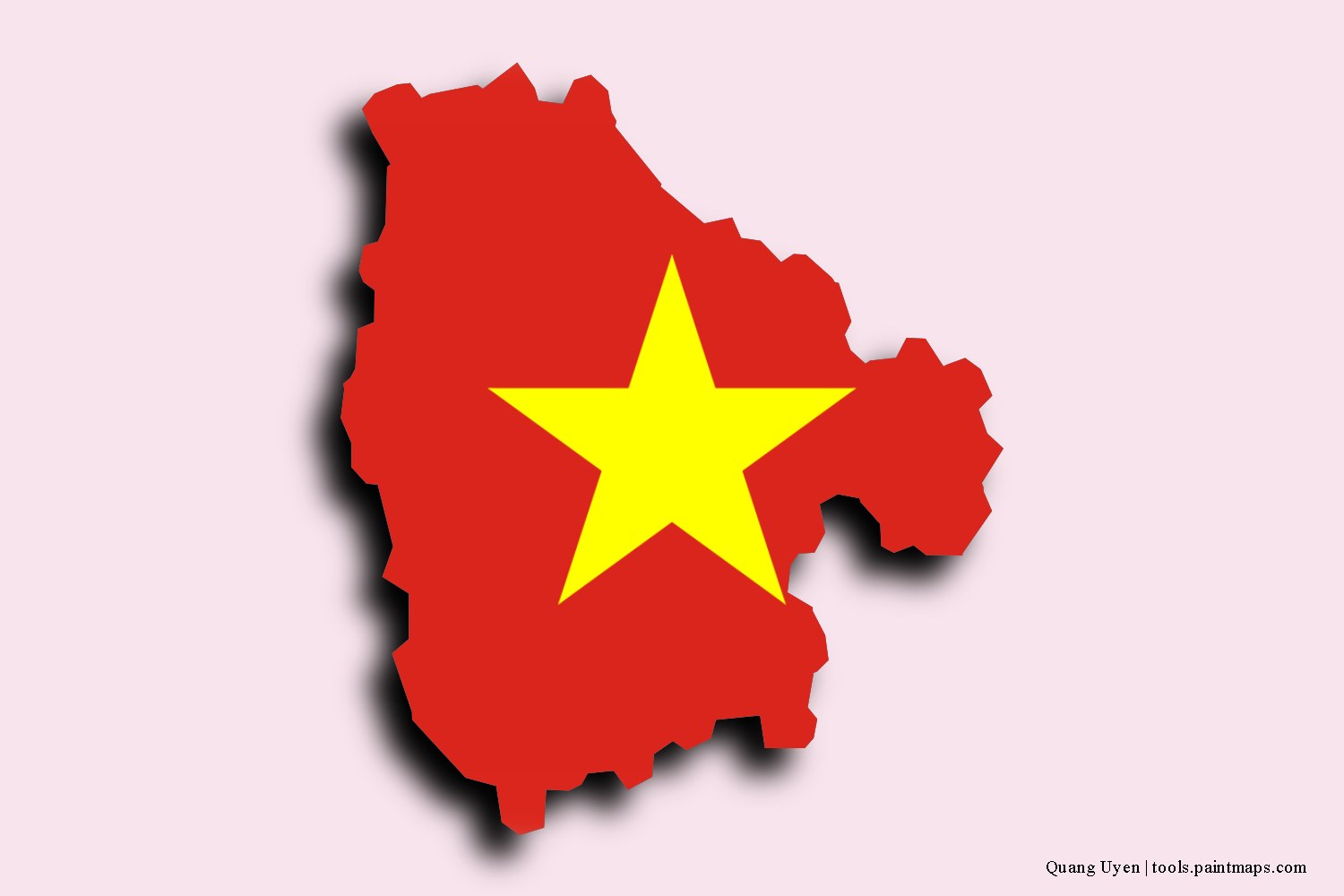 flag map of Quang Yen with 3D shadow effect