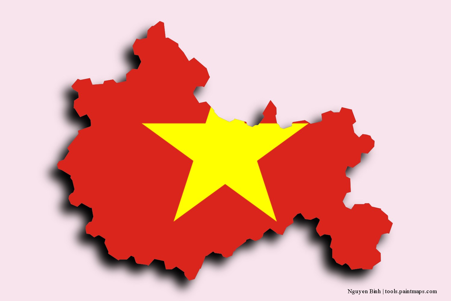 flag map of Nguyen Binh with 3D shadow effect