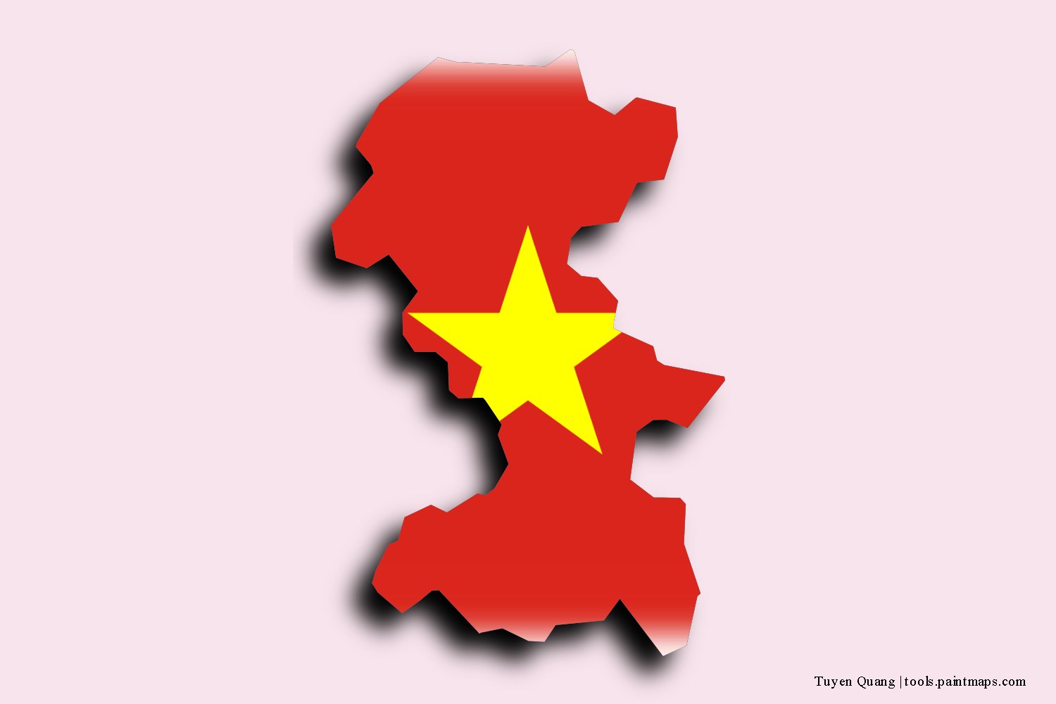 flag map of Tuyen Quang with 3D shadow effect