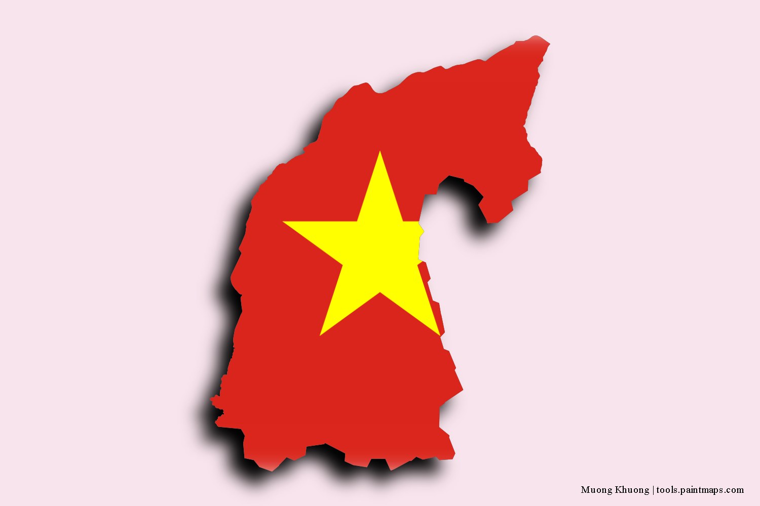 flag map of Muong Khuong with 3D shadow effect