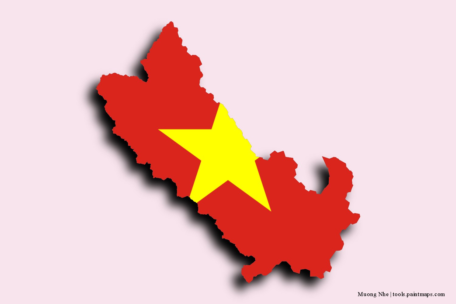 flag map of Muong Nhe with 3D shadow effect