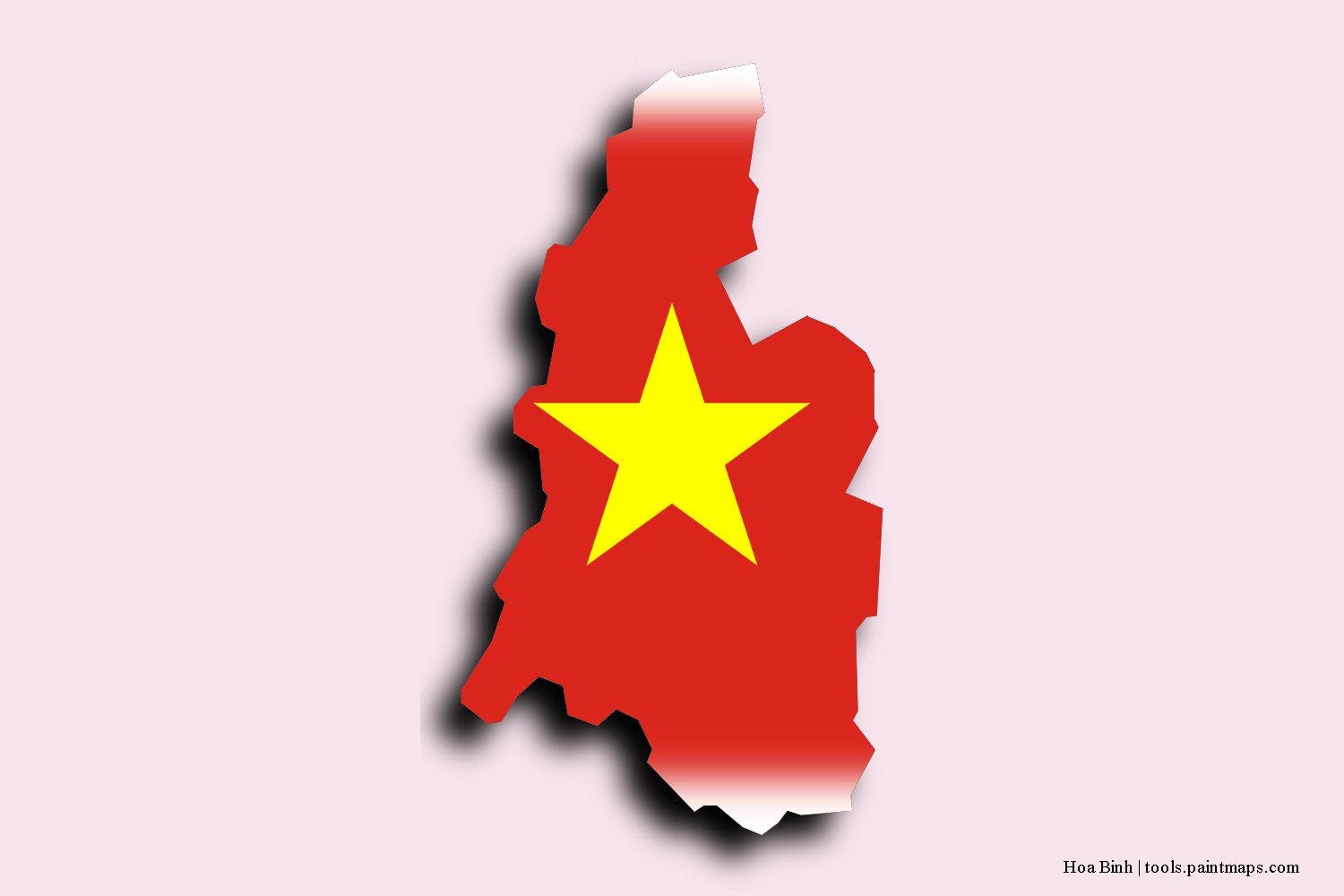 flag map of Hoa Binh with 3D shadow effect