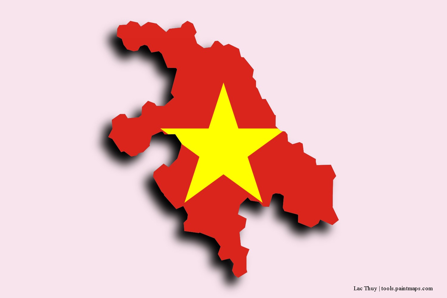 flag map of Lac Thuy with 3D shadow effect