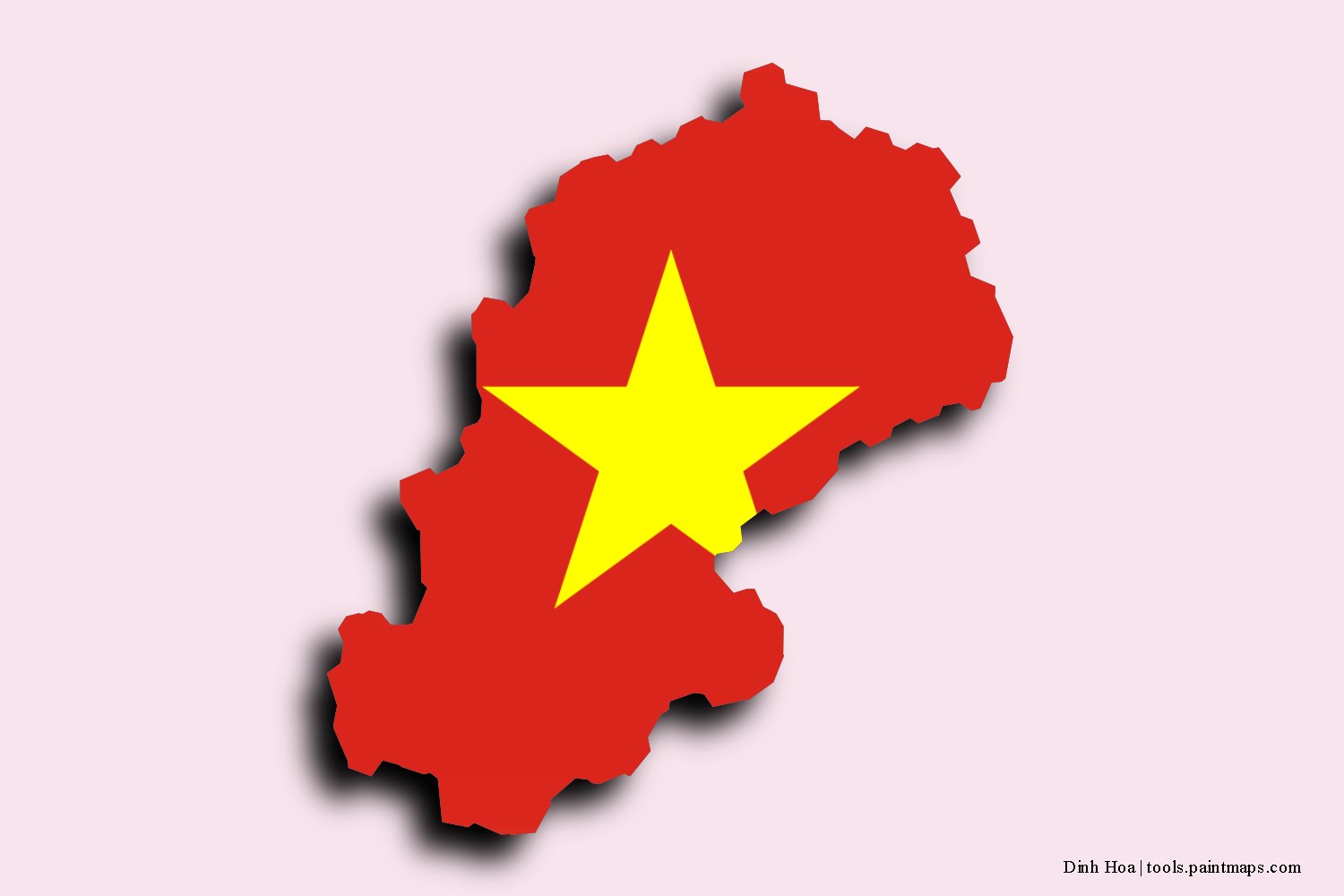 flag map of Dinh Hoa with 3D shadow effect