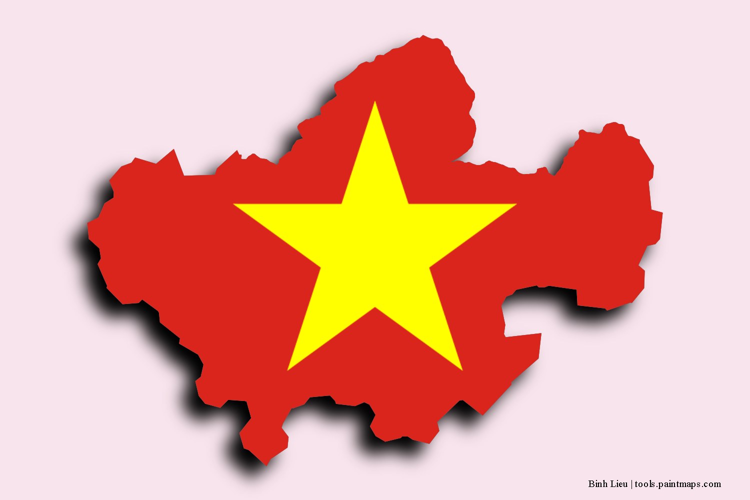 flag map of Binh Lieu with 3D shadow effect