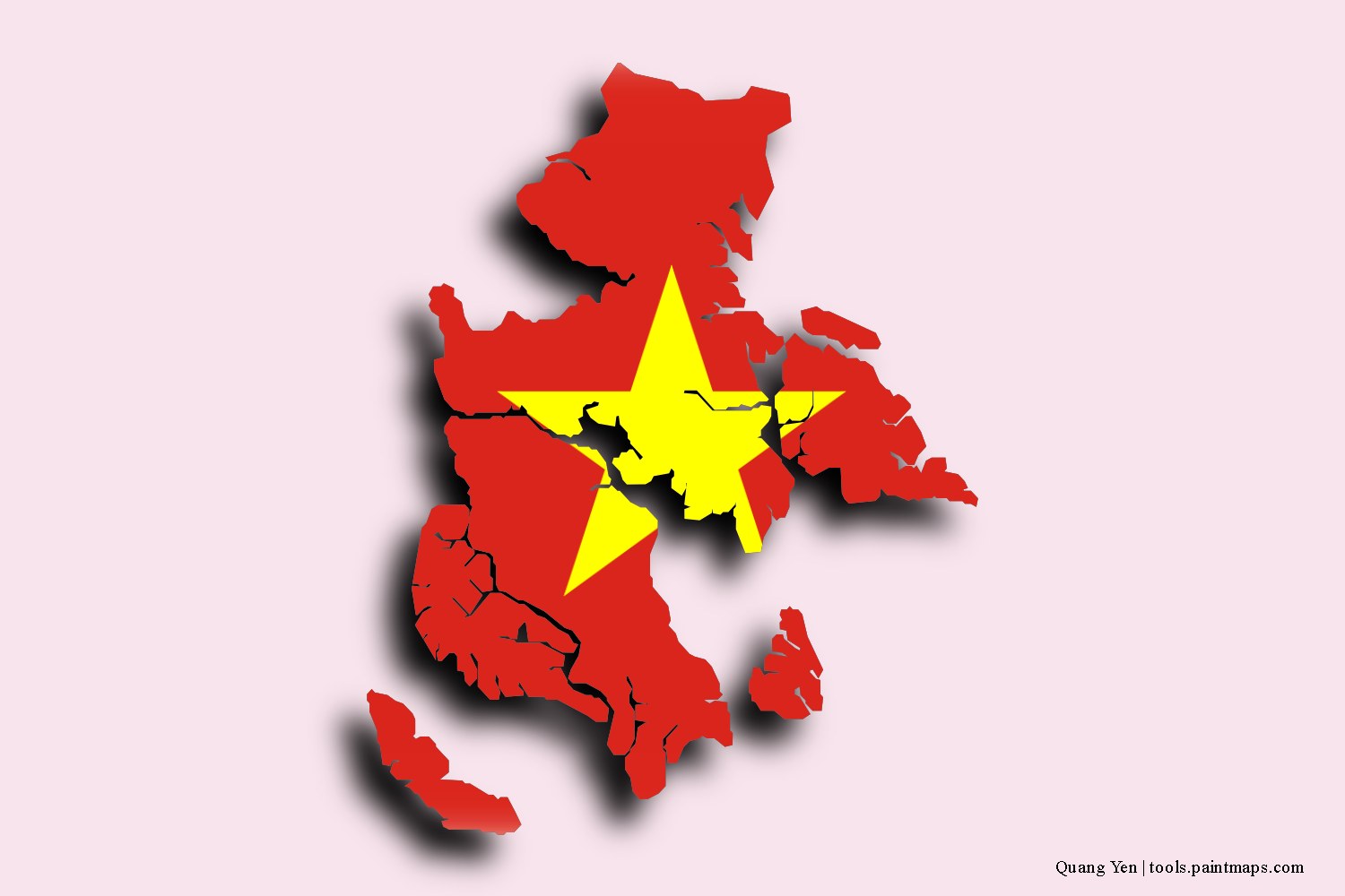 flag map of Quảng Yên with 3D shadow effect