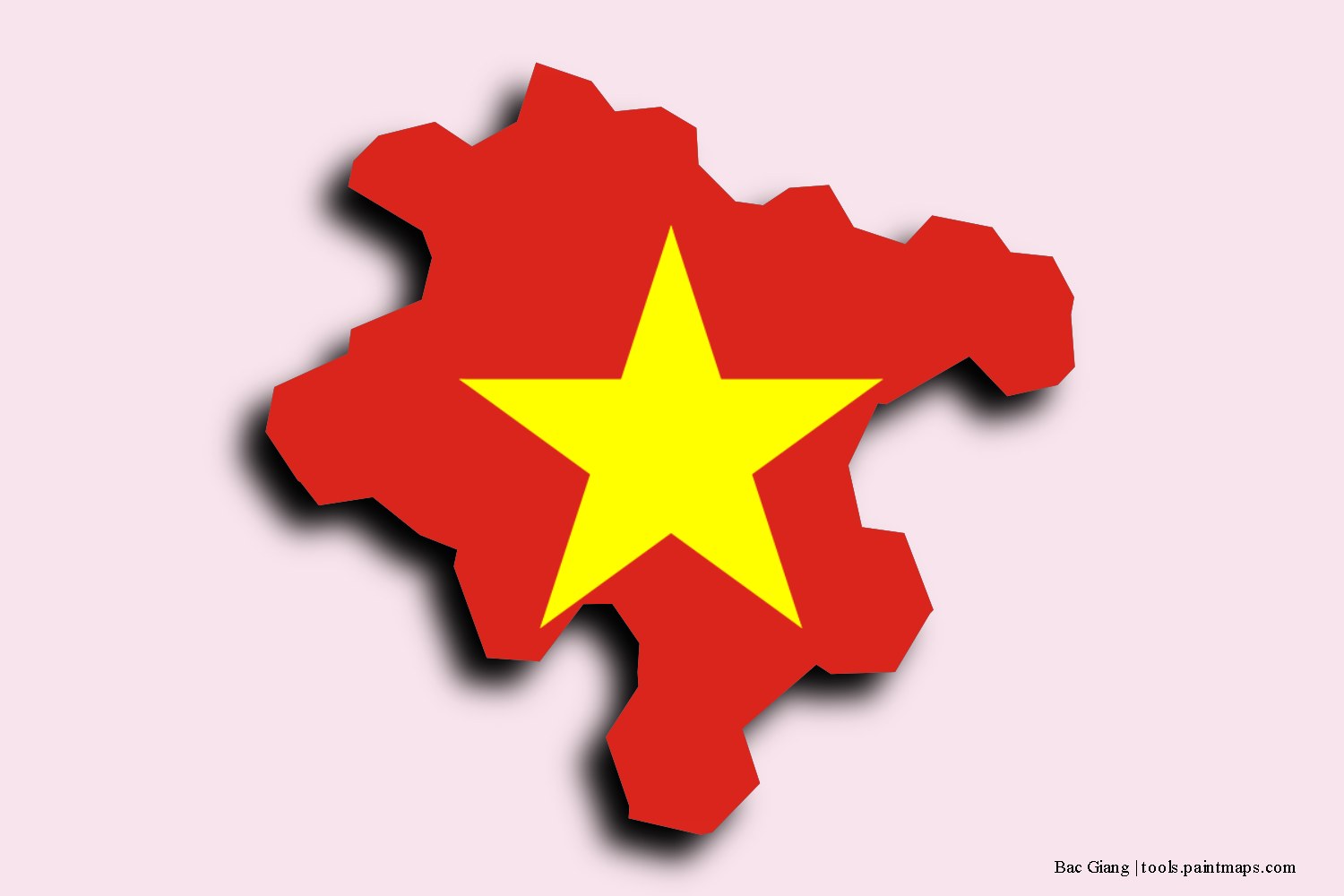 flag map of Bac Giang with 3D shadow effect