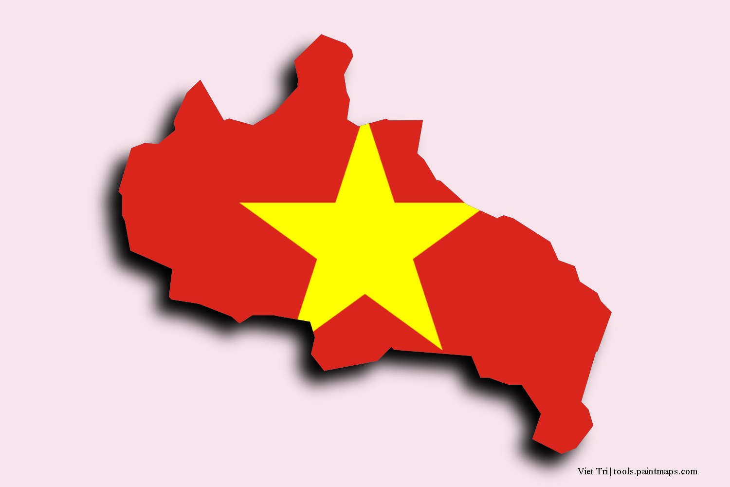 flag map of Viet Tri with 3D shadow effect