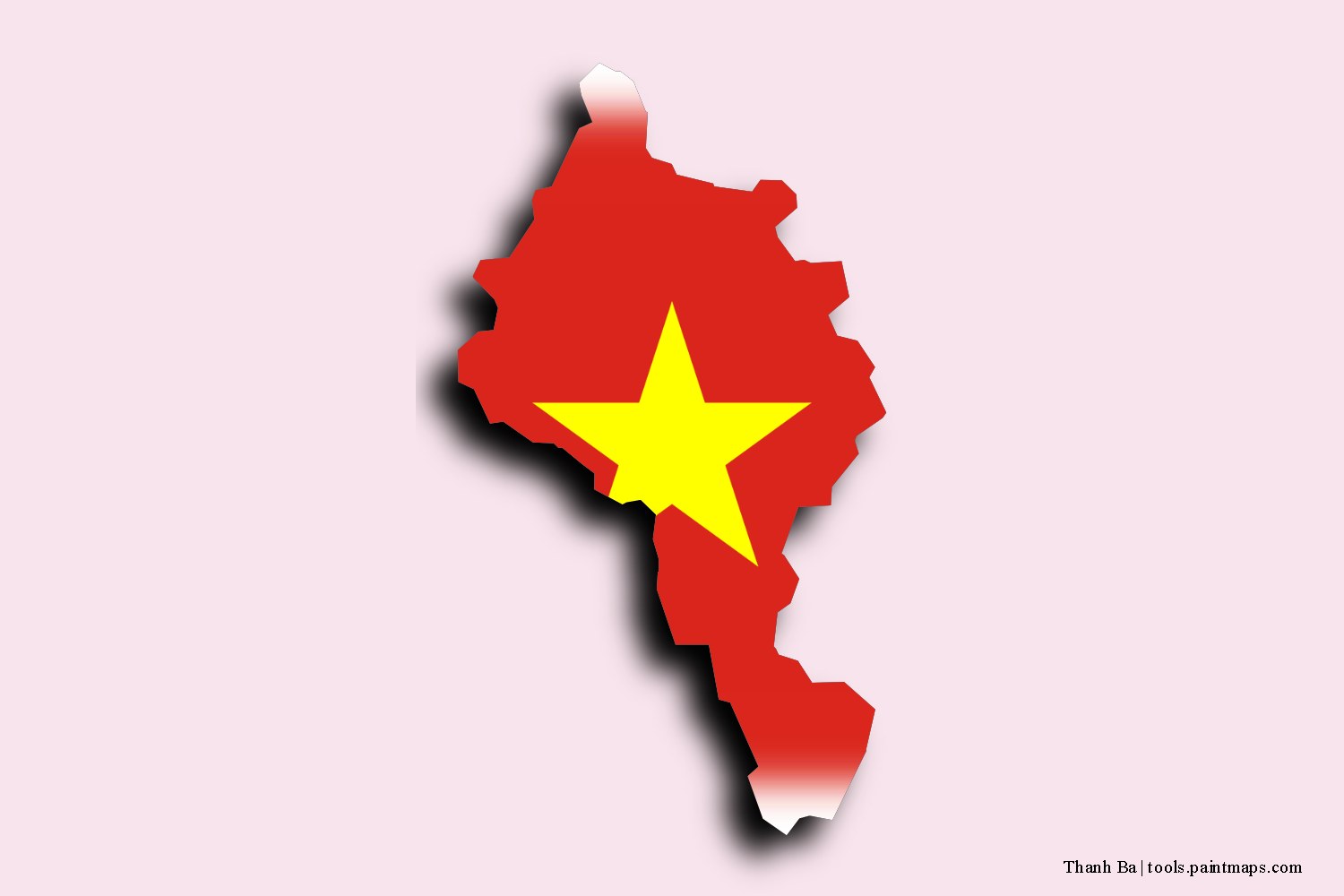 flag map of Thanh Ba with 3D shadow effect