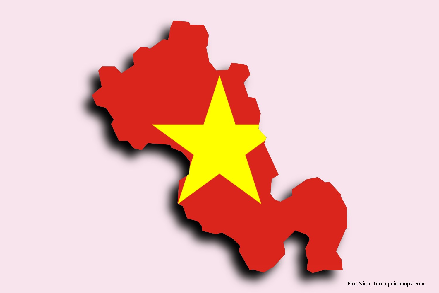 flag map of Phu Ninh with 3D shadow effect