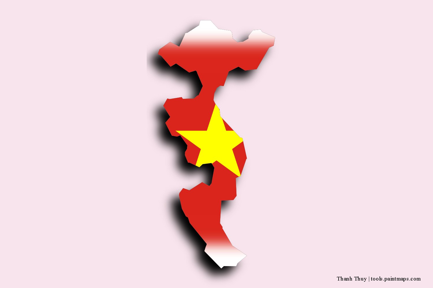 flag map of Thanh Thuy with 3D shadow effect