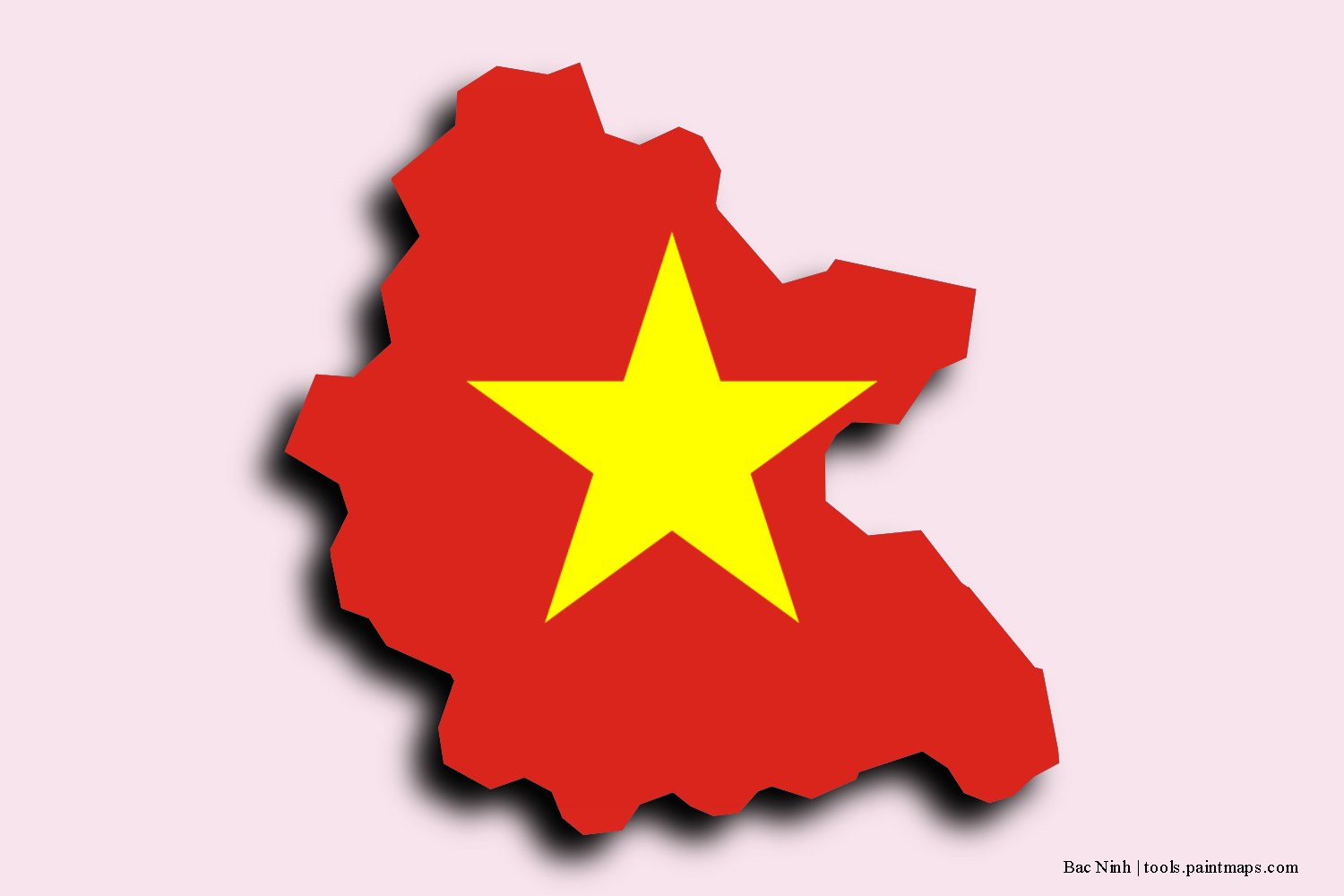 flag map of Bac Ninh with 3D shadow effect