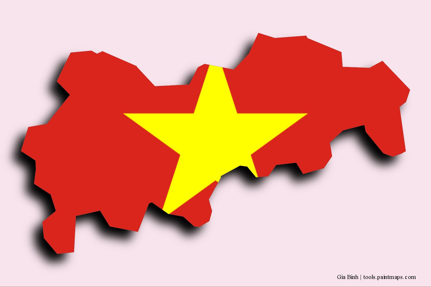 flag map of Gia Binh with 3D shadow effect