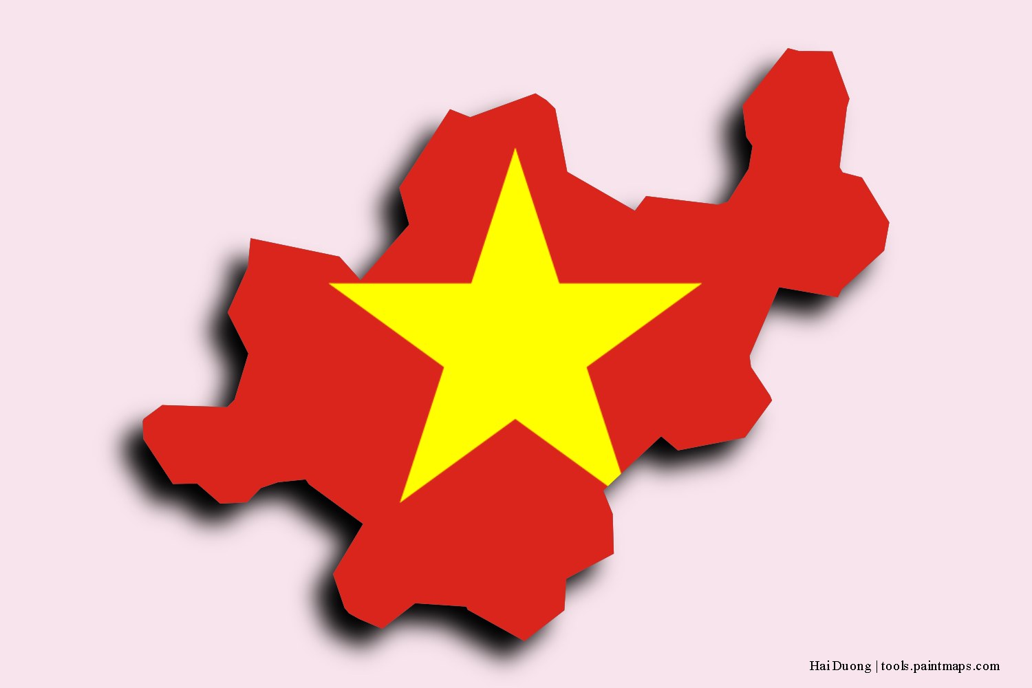 flag map of Hai Duong with 3D shadow effect