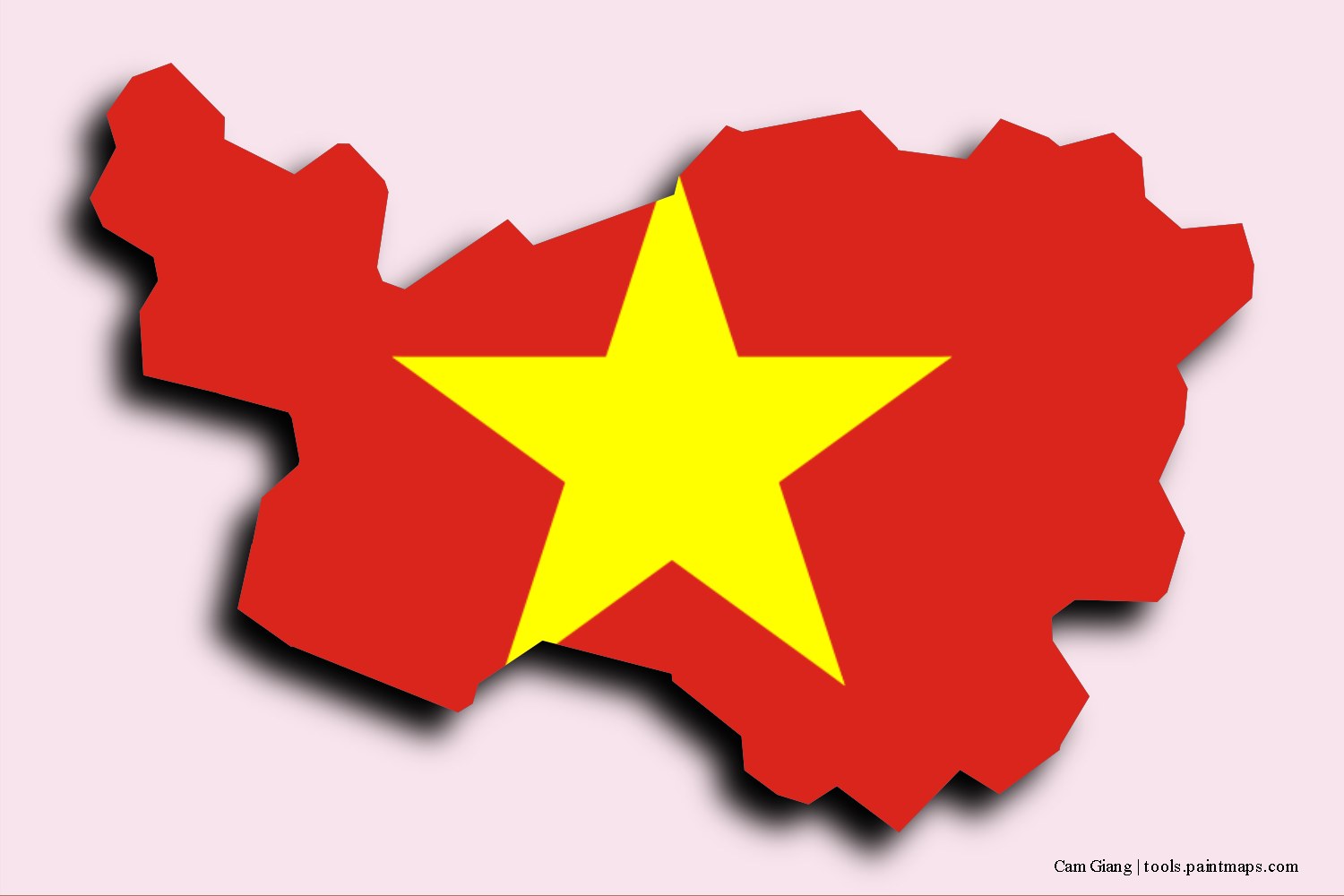 flag map of Cam Giang with 3D shadow effect