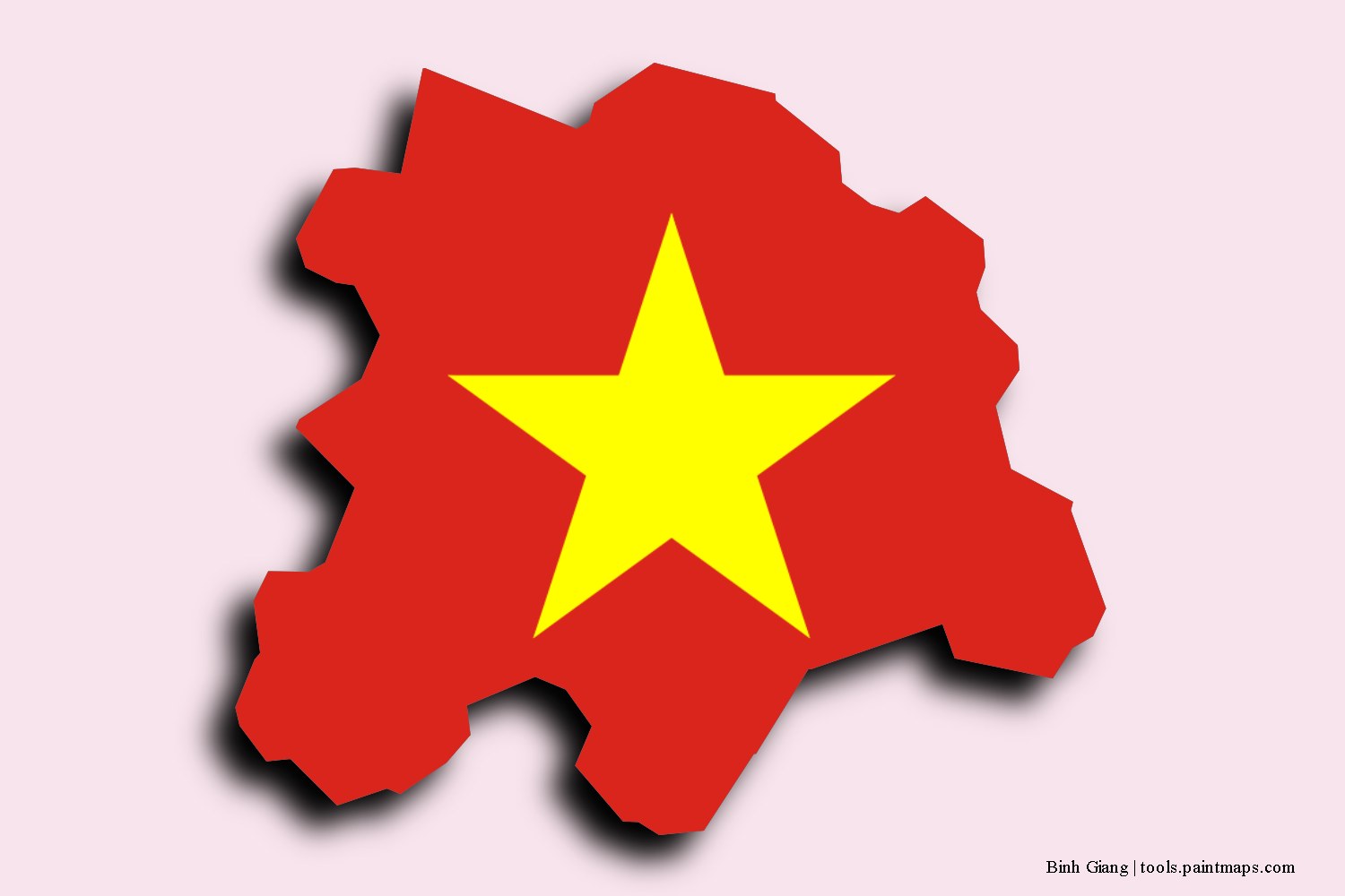 flag map of Binh Giang with 3D shadow effect