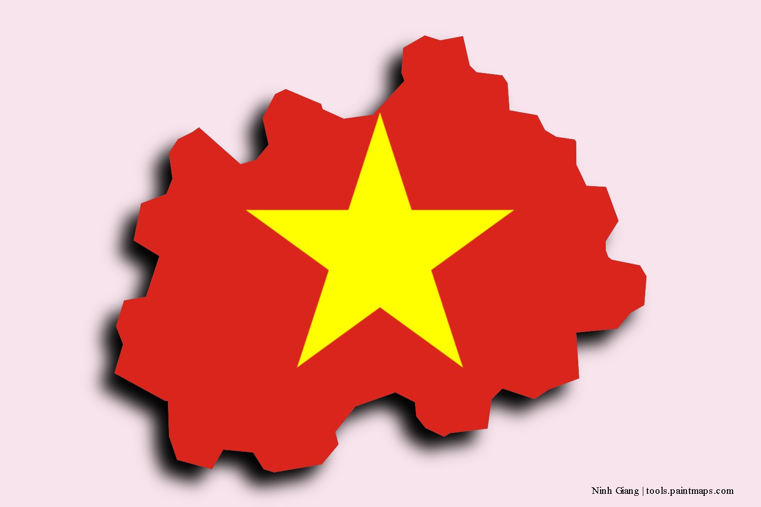 flag map of Ninh Giang with 3D shadow effect