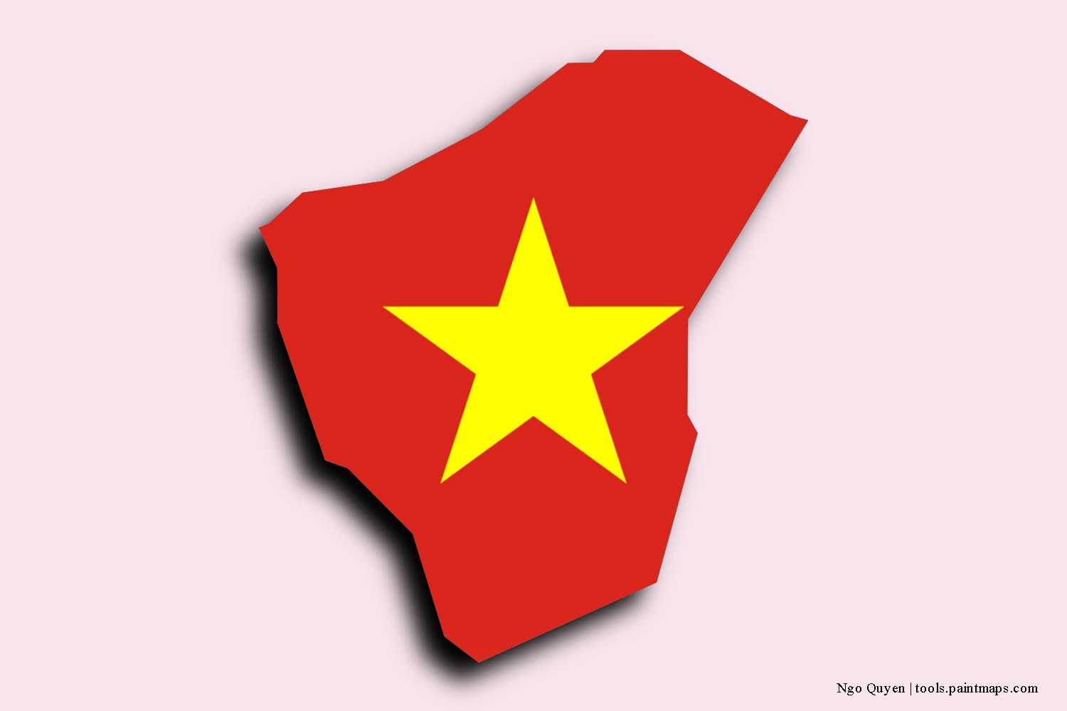 flag map of Ngo Quyen with 3D shadow effect