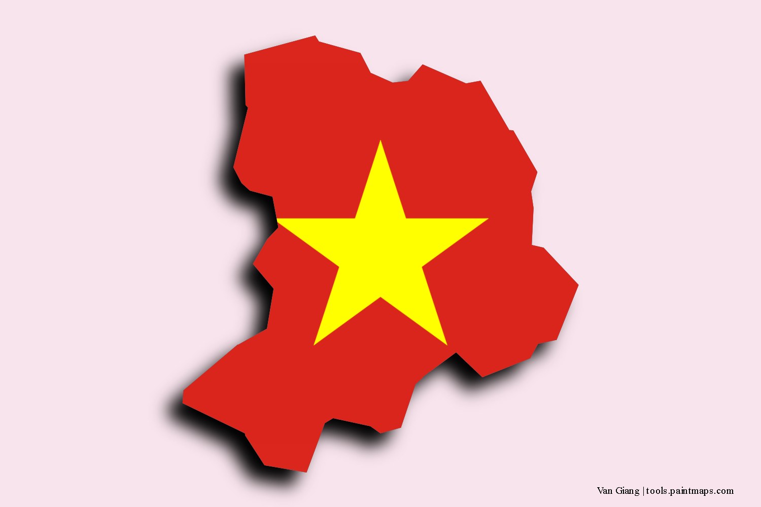 flag map of Van Giang with 3D shadow effect