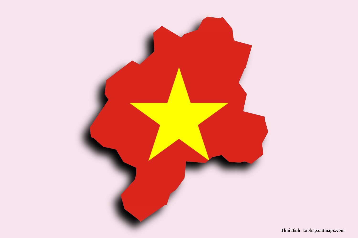 flag map of Thai Binh with 3D shadow effect