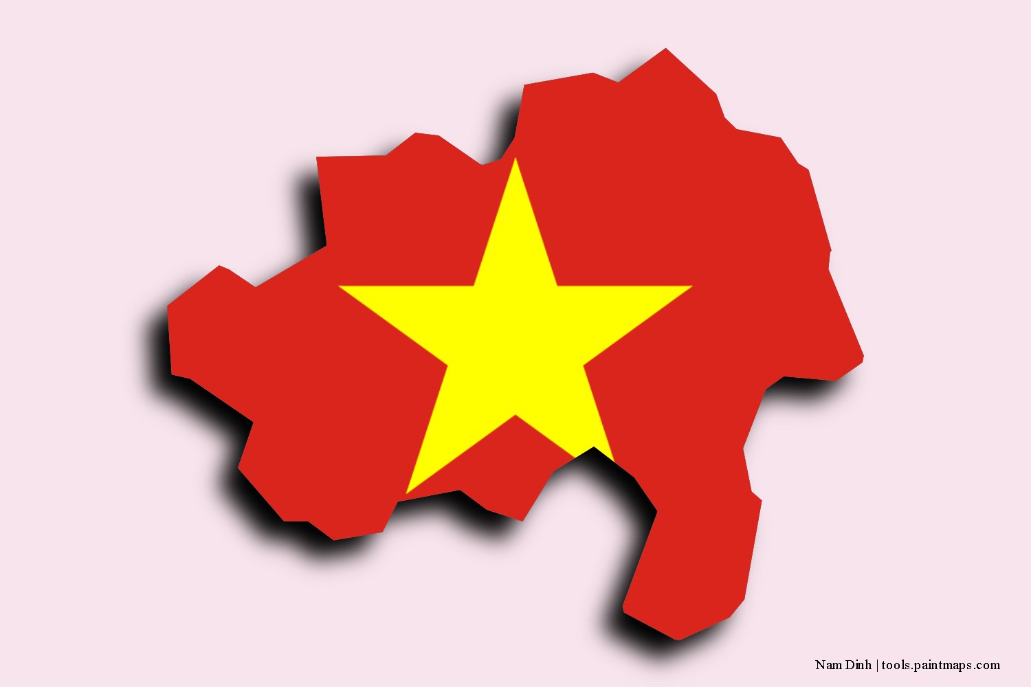 flag map of Nam Dinh with 3D shadow effect