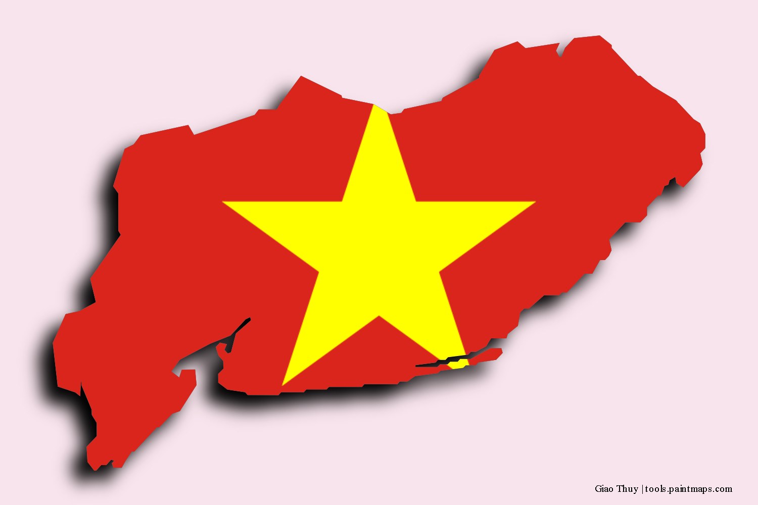 flag map of Giao Thuy with 3D shadow effect