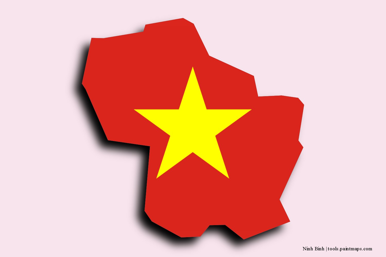 flag map of Ninh Binh with 3D shadow effect