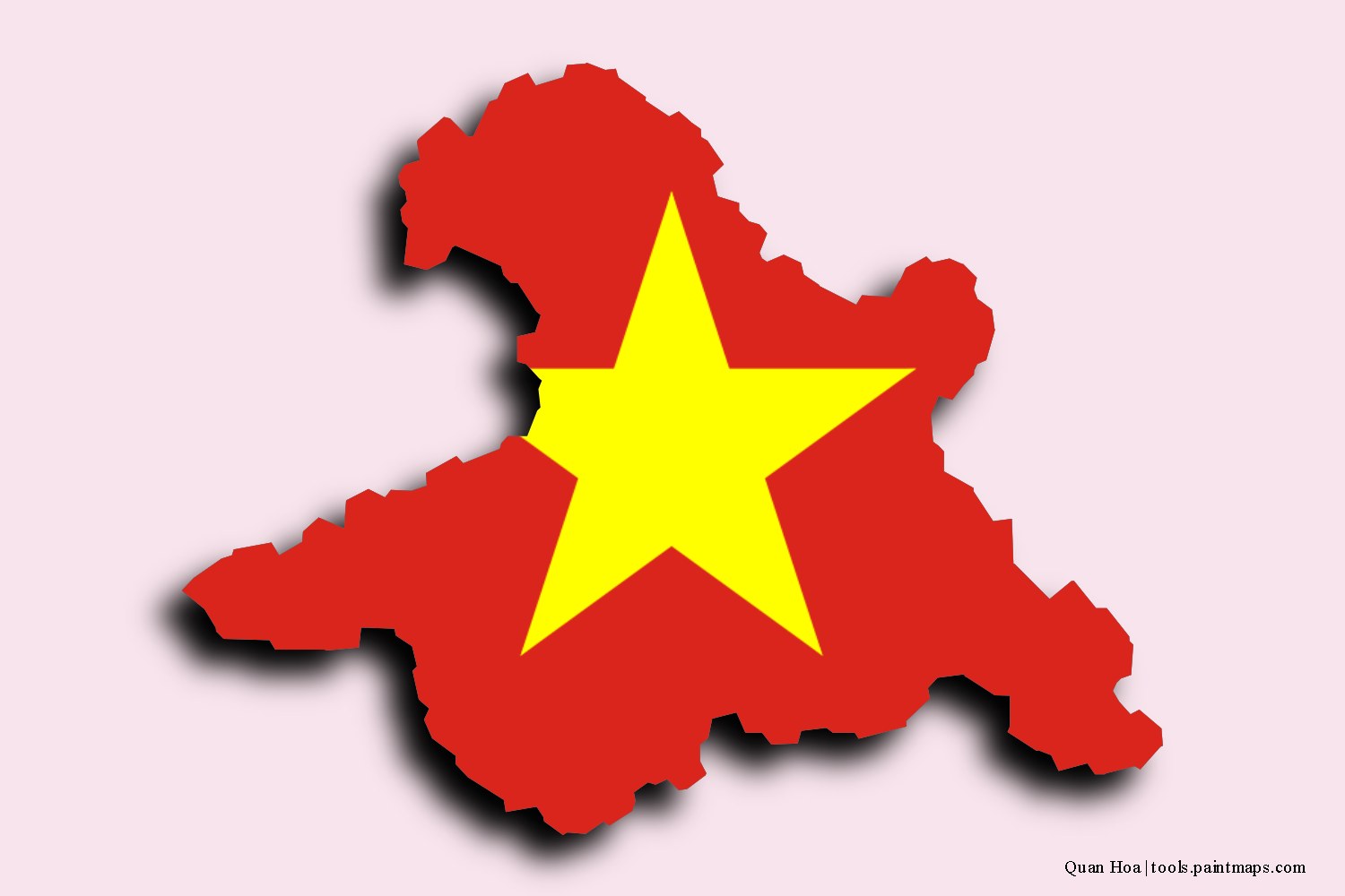 flag map of Quan Hoa with 3D shadow effect