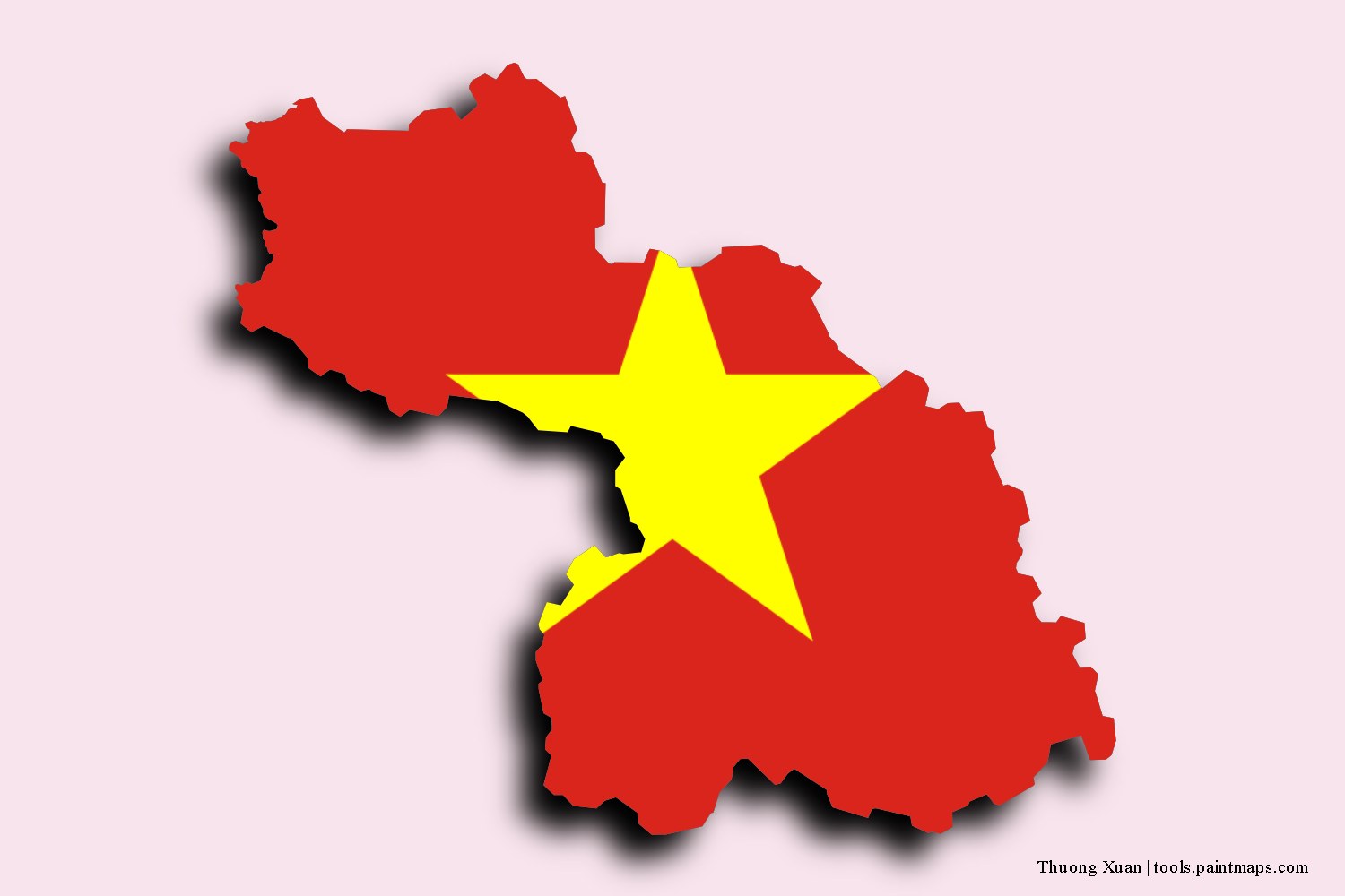 flag map of Thuong Xuan with 3D shadow effect