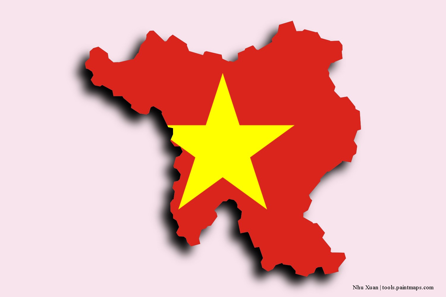 flag map of Nhu Xuan with 3D shadow effect