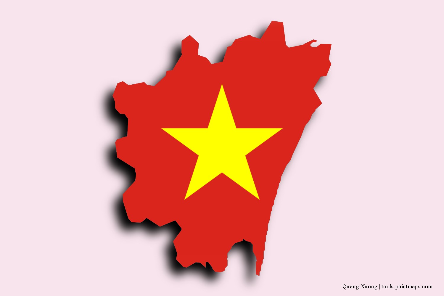 flag map of Quang Xuong with 3D shadow effect