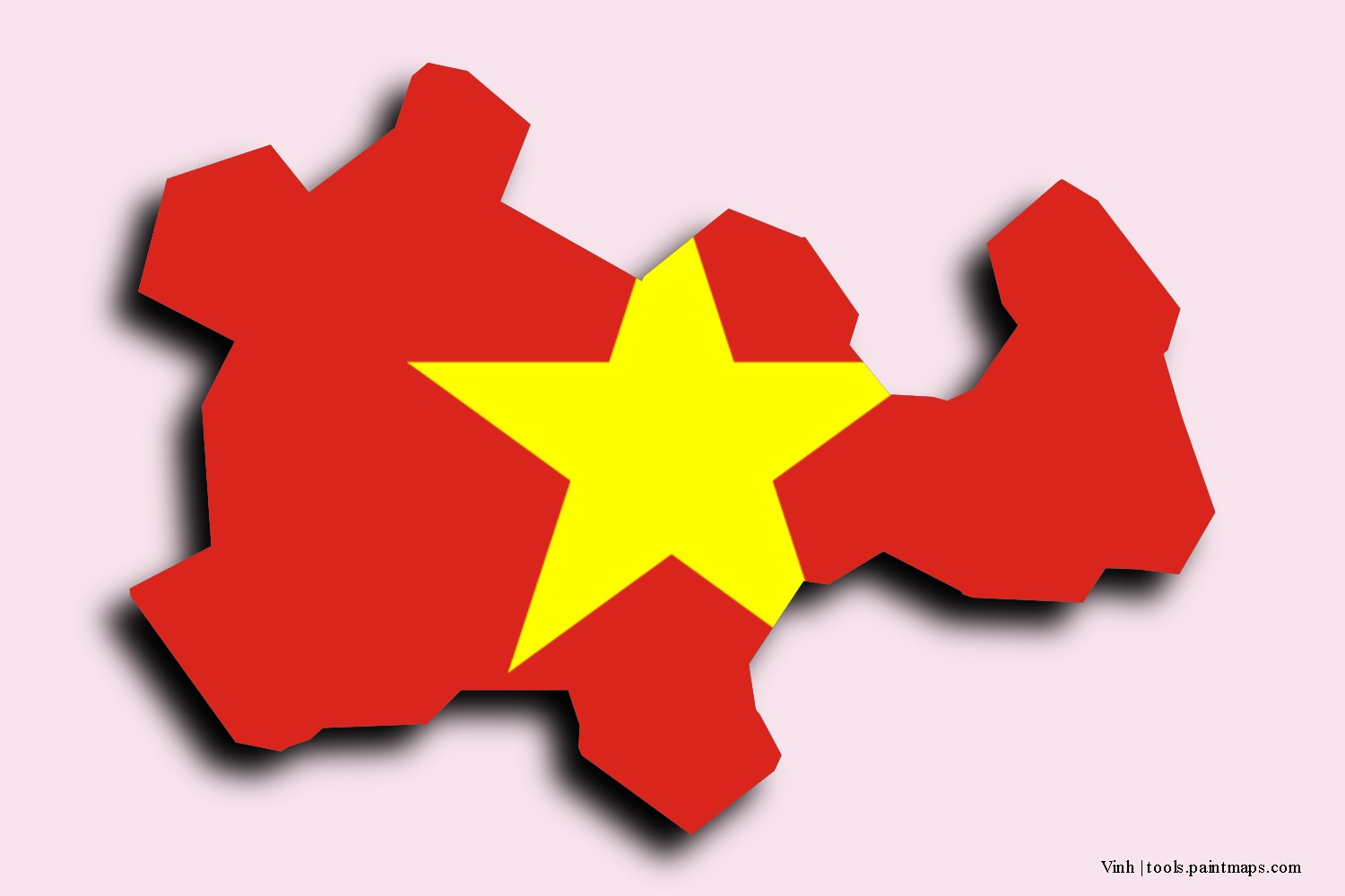 flag map of Vinh with 3D shadow effect