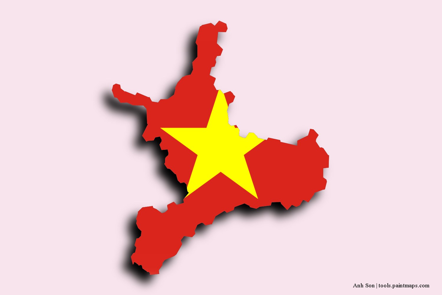 flag map of Anh Son with 3D shadow effect