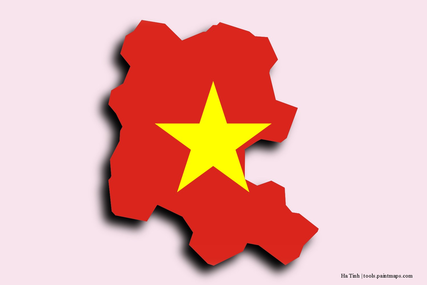 flag map of Ha Tinh with 3D shadow effect